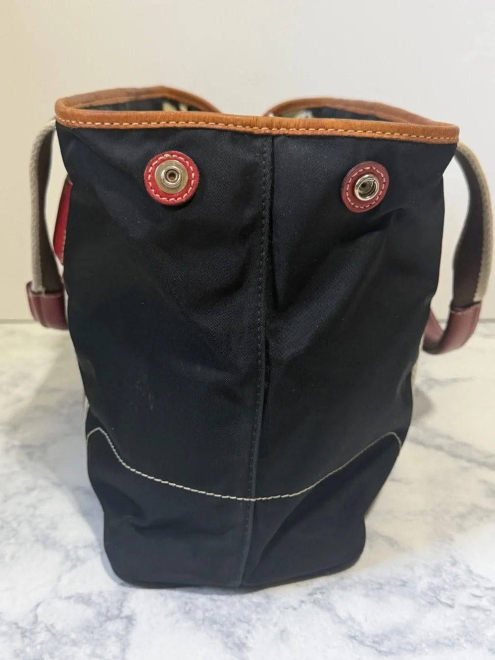 Coach Y2K black red Weekend Hampton Nylon “Inside-Out” small Tote bag